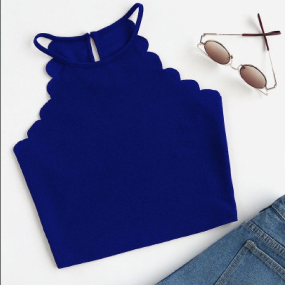 “Vicky” Scallop Trim Halter Top